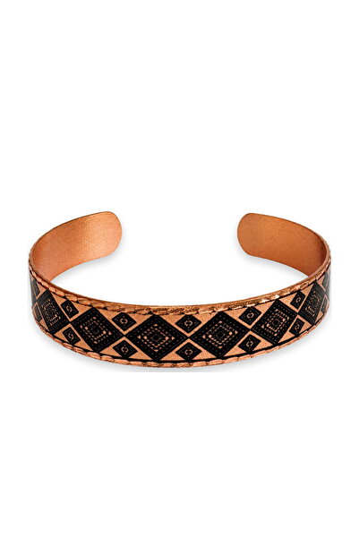 Erol Bakır Black copper square board thin copper bracelet, adjustable