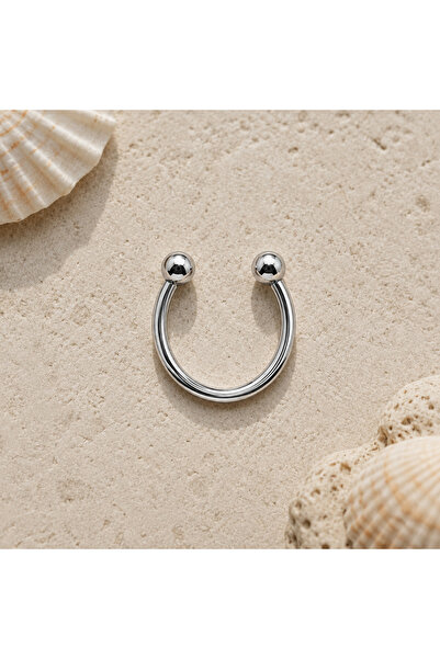 316L Cerrahi Çelik Gümüş Renk Toplu Yarım Halka Piercing Burun Dudak Septum Tragus