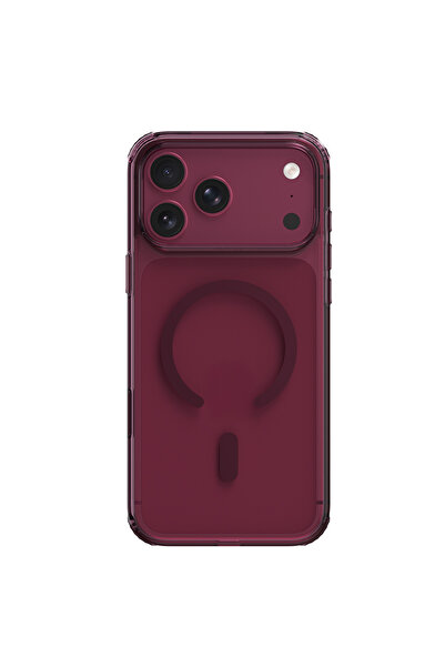 Raptic iPhone 18 Pro Uyumlu Kılıf M-Safe Şarj Özellikli Air Clear Serisi Airbagli Kapak Bordo