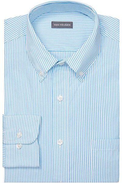 VAN HEUSEN قميص رسمي بقصة عادية ومحددة بازرار اغلاق وياقة ونمط مخطط للرجال من...
