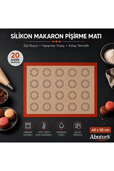 abnturk 40x30cm Fırınlanabilir Yıkanabilir Kendinden Yağlı Yapışmaz Makaron Ş...