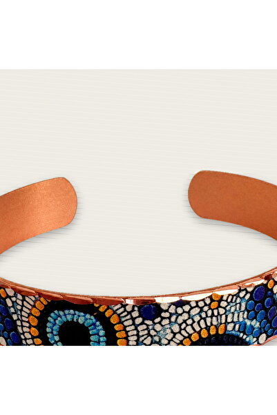 Erol Bakır Blue evil eye motif thin copper bracelet, adjustable