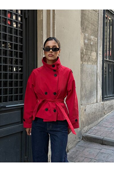 Ekim Store Trench Coats - Red - Crop