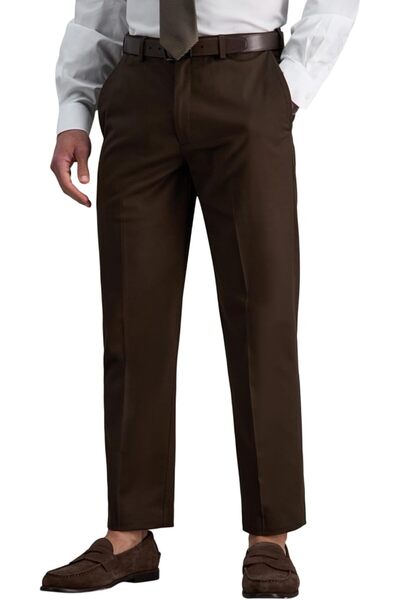 Haggar سروال رجالي كلاسيكي بقصة مسطحة من الأمام مع حزام خصر مخفي قابل للتوسيع...