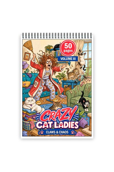 Legendary Gifts Coloring book, 50 illustrations Crazy Cat Ladies - Claws & Ch...