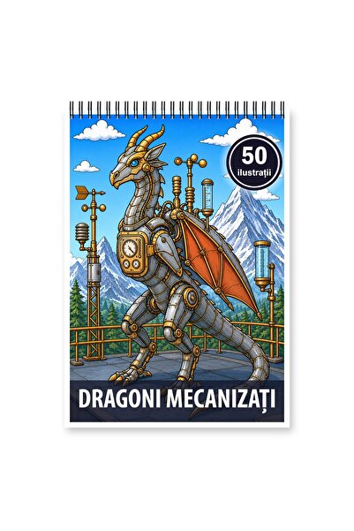 Legendary Gifts Coloring book, 50 illustrations Mechanized Dragons, Format: A5