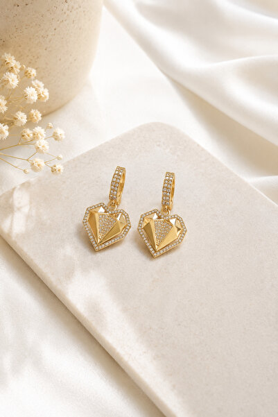 Archhazel Jewelery Steel Earrings - Gold-colored - Zircon