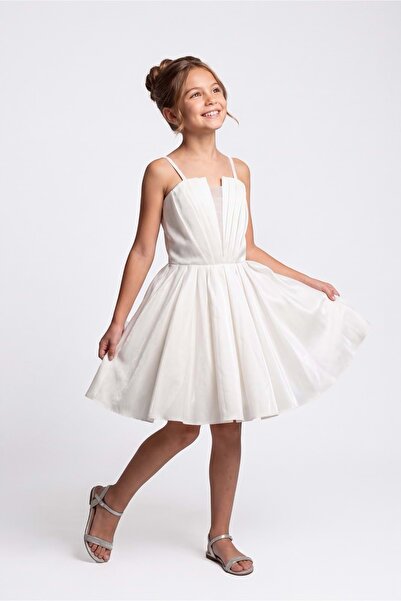 Mnk Baby&Kids Girl's Meis Crystal Evening Dress M00860 White