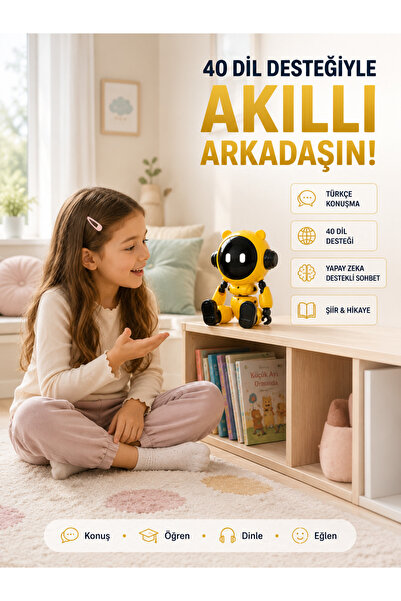 FAROUKİ Yapay Zeka Çocuk Robotu Türkçe İngilizce Matematik Fen Ders Desteği H...