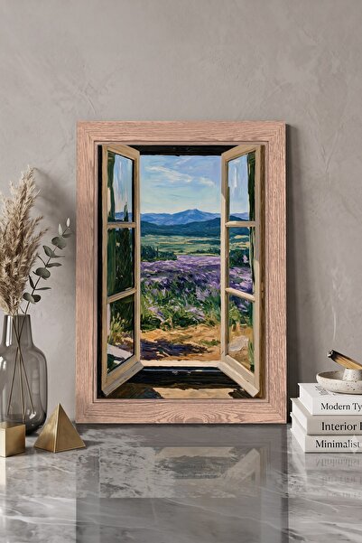 KOLAJTASARIM 1 Piece Solid Wood Frame Look Mdf Table — Window Lavender Living...