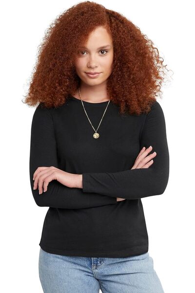 HANES Hanes Women's Cotton Originals Long Sleeve V-Neck T-Shirt, V-Neck Tee a...