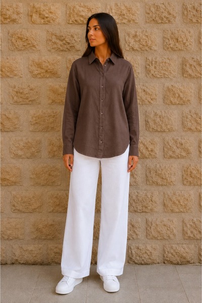 Corradeo Giyim Plus Size Shirts - Brown - Casual