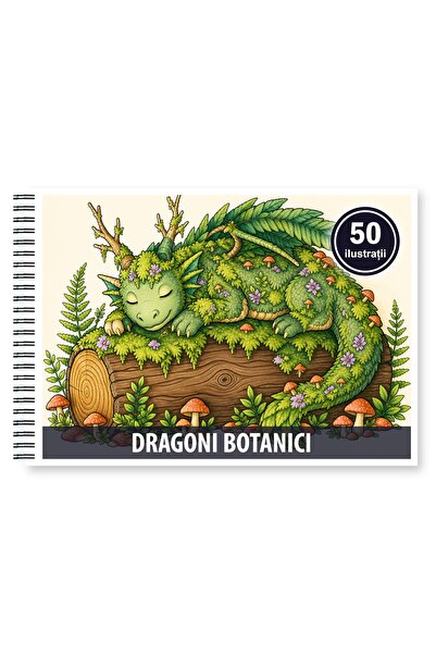 Legendary Gifts Coloring book, 50 illustrations Botanical Dragons, Format: A5