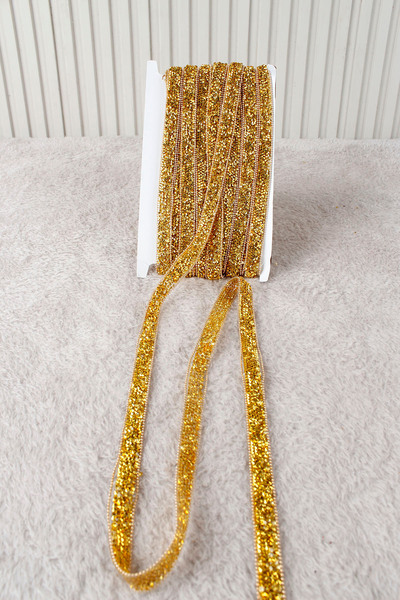 Mortex Gold Shiny Rhinestone Waterway Hotfix Iron-On 1 Meter (100 cm) Decorat...