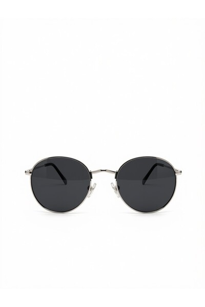 Benx Sunglasses Unisex İnce Gümüş Metal Çerçeveli Koyu Füme / Siyah Camlı Yuv...