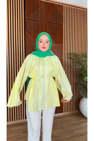 heree Women's Striped Wide Sleeve Crew Neck Shirt