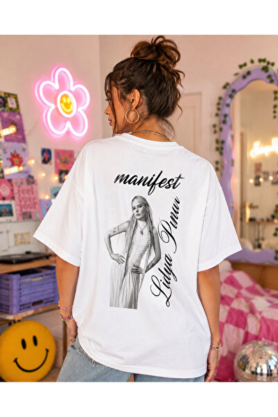fingerjewerly Manifest Grubu Lidya Pınar Baskılı Oversize Tişört Unisex %80 P...