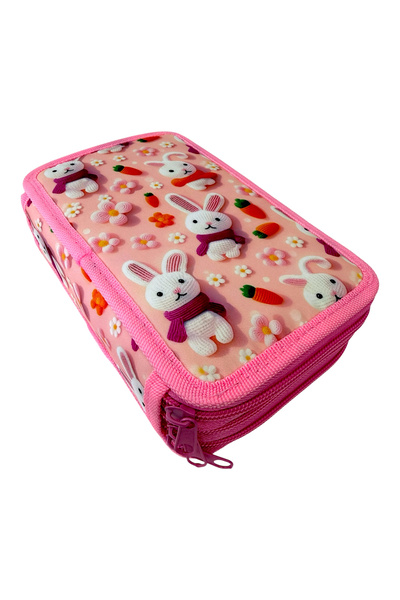 OEM Fully equipped pencil case, 3 compartments, 32 pieces, for girls, Pink Bu...