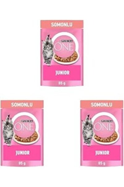 Purina One Somonlu Yavru Kediler için Yaş Kedi Maması 85 Gram (3 paketi)