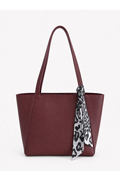 For Art Atölye Kadın Bordo Fular Detaylı Büyük Boy Omuz Çantası Shopper Tote