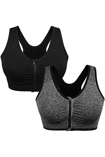 GENERAL Sports Bras for Women Front Zipper Post Surgery Bra Wire Free Metal F...