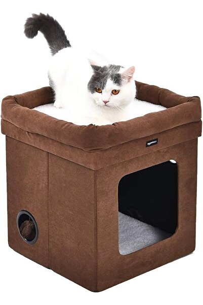 GENERAL Amazon Paws Foldable Cat House, 38 X 38 X 43 Cm, Brown