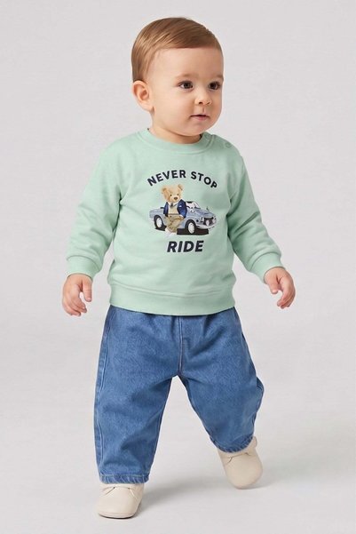 Dmb Baby Boy 1-3 Years Seasonal Sweat-Jean Set Mint