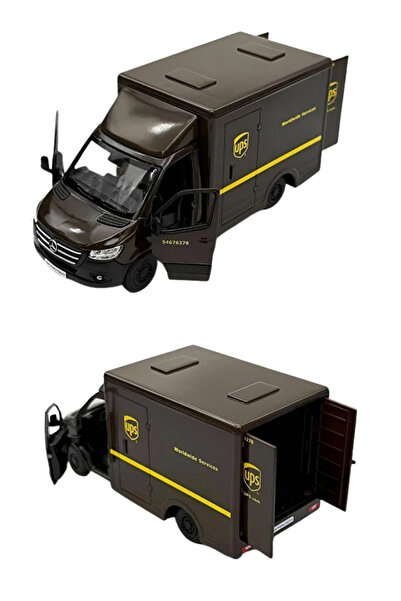 YILDIRIM OYUNCAK Die Cast Mercedes-Benz Sprinter Kargo Arabası 2'li Set 12,5cm – 1:48 Ölçek Metal Açılır Kapılı Çek Bırak UPS ve DHL Edition Model Araba
