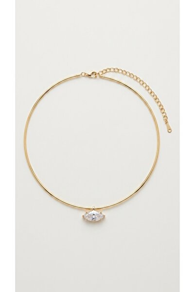 Glowisters Jewelry Kadın Gold Renk Sert Halka Çelik Choker Kolye Badem Kesim ...