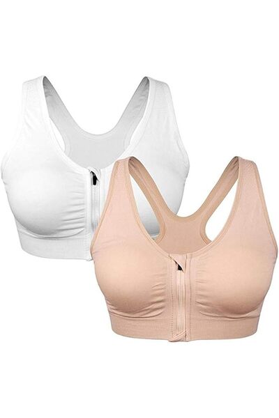GENERAL Sports Bras for Women Front Zipper Post Surgery Bra Wire Free Metal F...