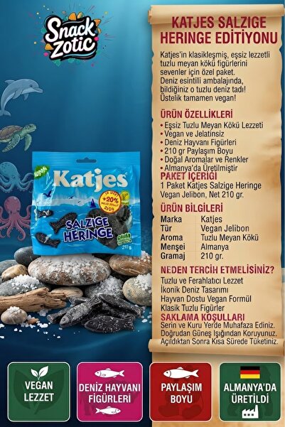 snack zotic Katjes Salzige Heringe Vegan Tuzlu Meyan Kökü Şekeri 210 g – %100...