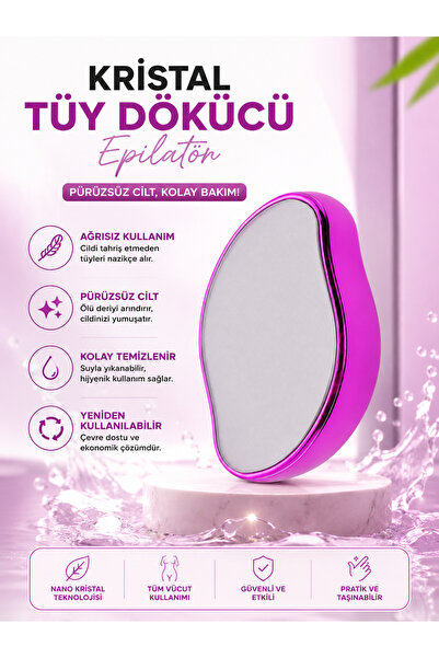 Kristal Tüy Dökücü Epilatör - Nano Kristal Cam Tüy Alma Ve Peeling Aparatı (Pembe)