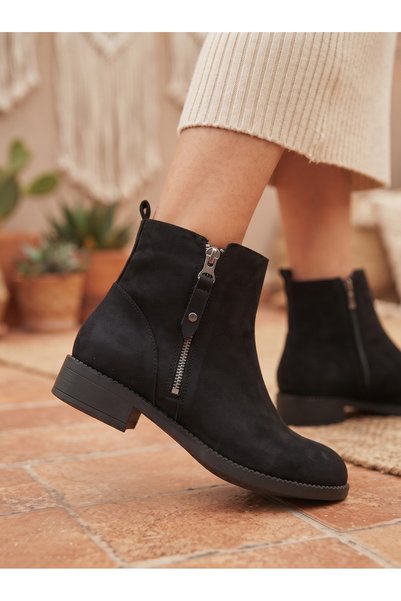 NOVELLAM SHOES Viktoorr Μαύρες Σουέντ Μπότες με Λεπτομέρεια Φερμουάρ και Επίπ...