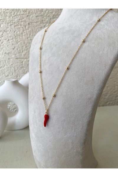 Merishe Jewerly Red Pepper Dorika Chain Stainless Steel Necklace
