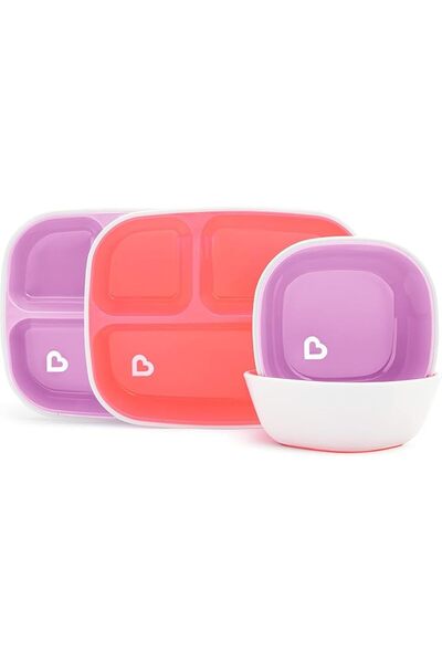 Munchkin Modern Design Plastic Material Pink/Violet Color Deep Bowl from Nanqian