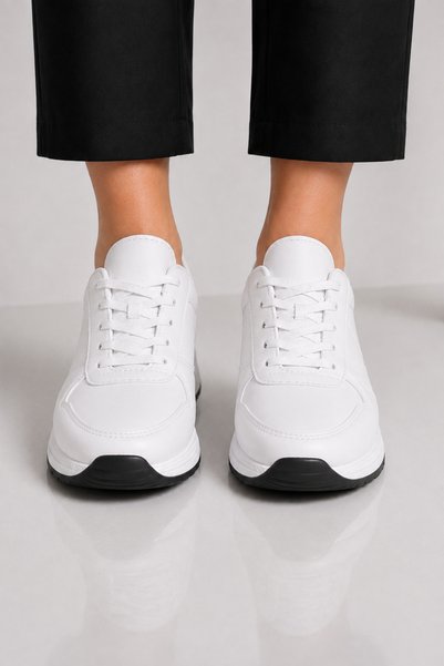 Encool Women's White Sneaker Casual Sports Shoes Comfortable Lightweight Lace-Up Stylish Casual Daily Walking Model