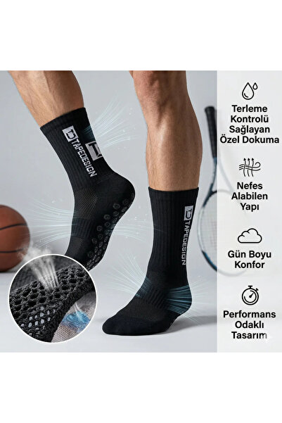 Çorap Giyim Kaydırmaz Futbol Basketbol Tenis Erkek Spor Çorap, Siyah, Kaymaz ...