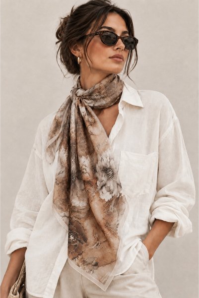 KRAFTELLA Floral Patterned Multi-Purpose Shawl Scarf Foulard Pareo – Women's Shawl