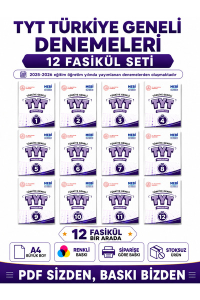 Modus Yayınları YKS TYT MEBİ Türkiye Geneli Denemeleri 12 Fasikül Seti 2025-2...