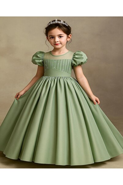 mikeonscosmetics Girl's Fancy Fluffy Evening Dress with Crown Accessory, Ston...