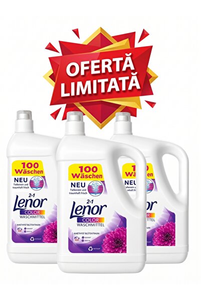 lenor Pachet 3x Detergent lichid, 2 in 1 cu balsam de rufe, 5 litri, 100 spalari