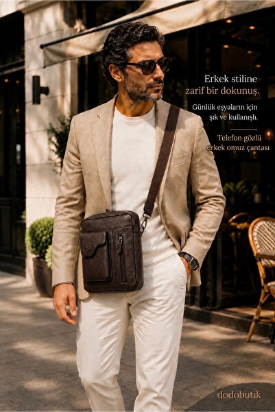 Dodo4men Men's Messenger Bag with Phone Pocket, Brown