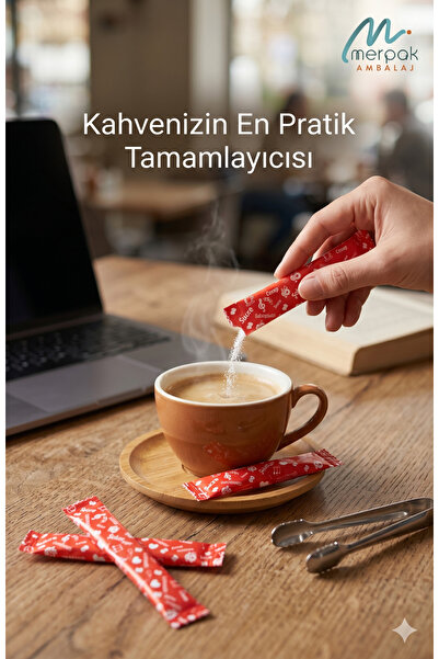 Merpak Ambalaj Stick Şeker 6 KG(Net) 2000 Adet Kırmızı Baskılı Şeker 3 gr x 2000'li