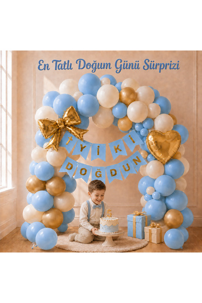 Genel Markalar İyi Ki Doğdun Balon Süsleme Seti Krom Gold Folyo Fiyonk Kalp B...