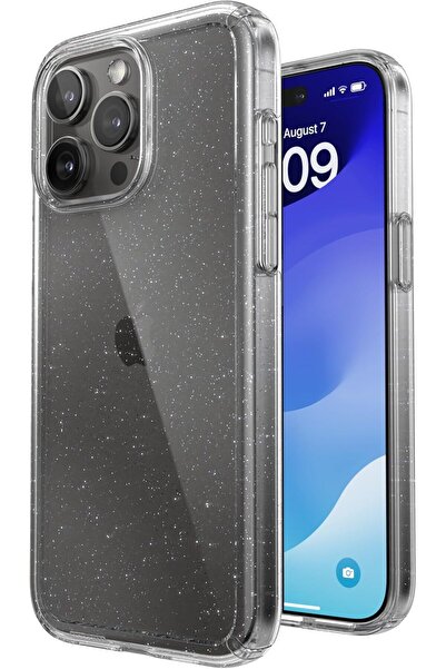 EDELFU iPhone 15 PRO uyumlu - Simli Şeffaf Yumuşak Silikon Kapak, Darbeye Day...