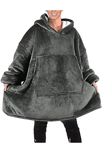 GENERAL Hooded Blanket Jacket with Thick Fleece Layer Soft and Warm Design wi...