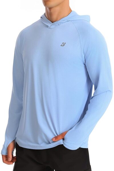 GENERAL Rodbox Men's Uv Sun Protection Long Sleeve Hooded T-Shirts Sun Protec...