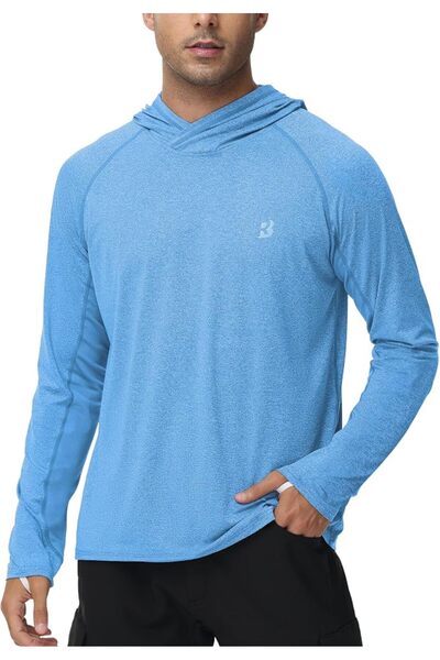 GENERAL Rodbox Men's Uv Sun Protection Long Sleeve Hooded T-Shirts Sun Protec...