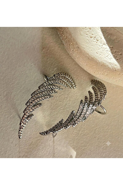Nazellaa Steel Earrings - Silver-colored - Zircon