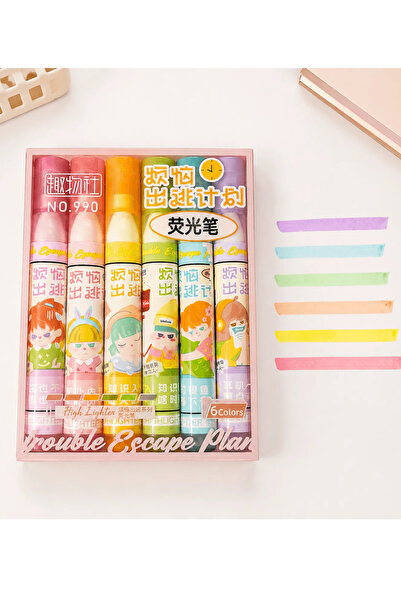 NaSaDAN Dream Kawaii Pastel 6’lı Fosforlu Kalem Seti – Sevimli Soft Renk High...